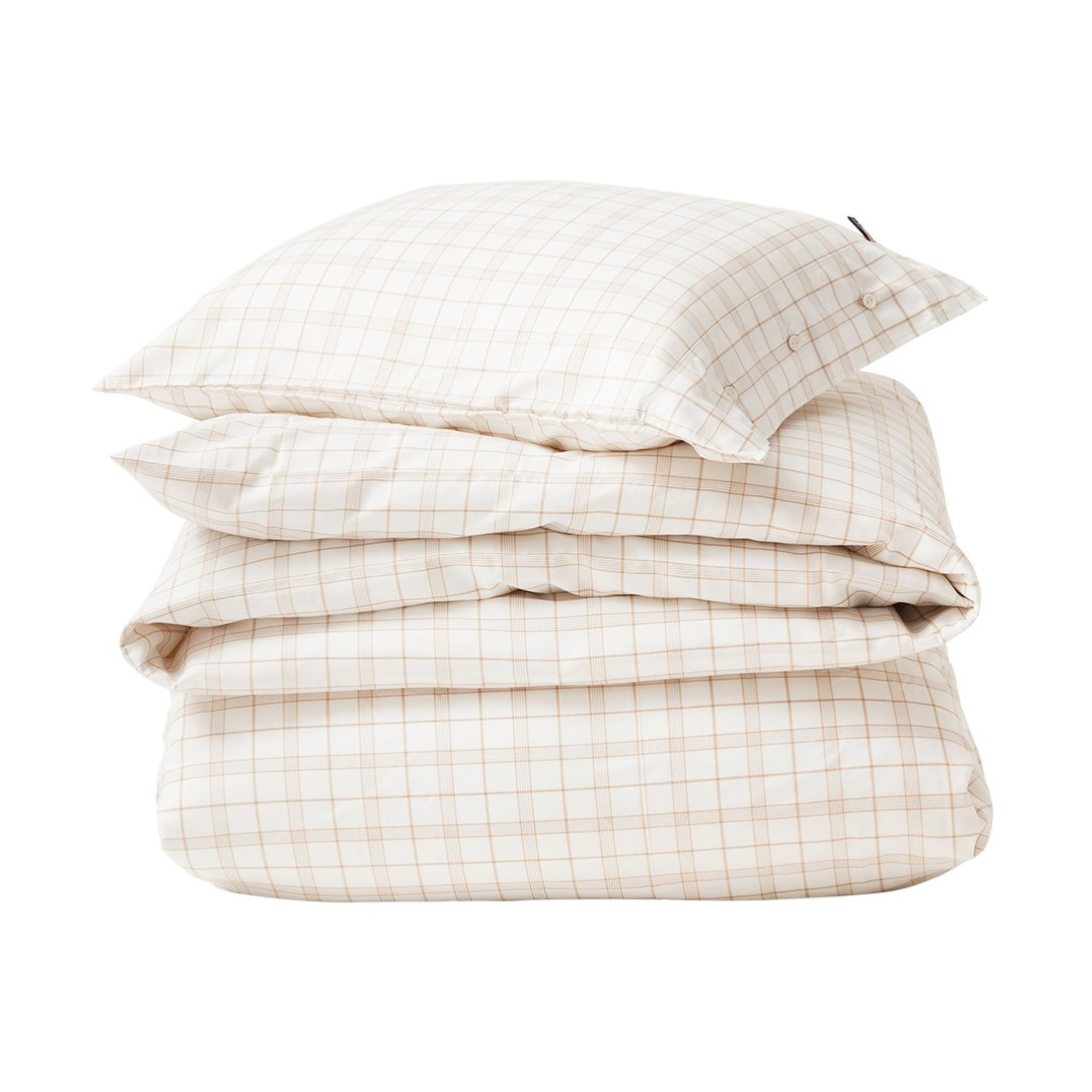 Lexington White/Beige Checked Lyocell/Cotton Bettwäscheset 50x60 cm, 220x220 cm