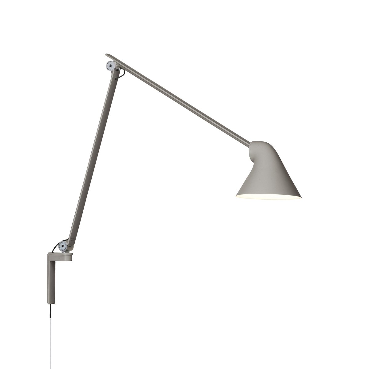 Louis Poulsen NJP Wandleuchte Hellgrau, langer Arm, LED, 3000k