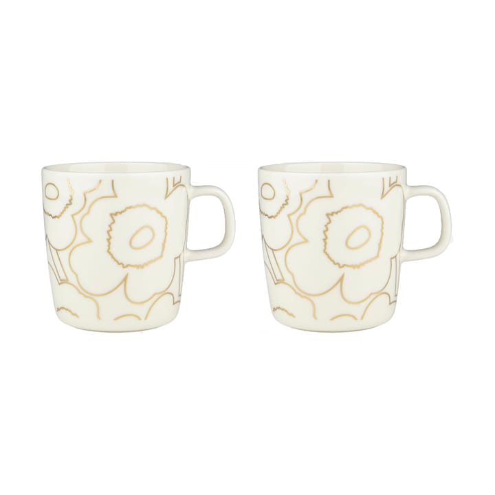 Piirto Unikko Tasse 4 dl 2er-Pack, White-gold Marimekko