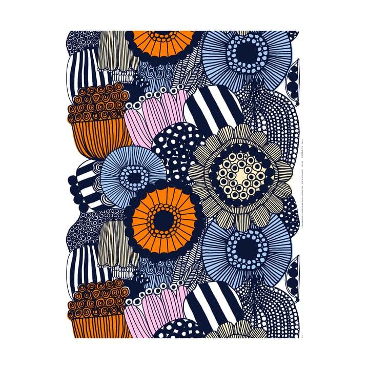 Siirtolapuutarha Stoff - White-yellow-orange-light blue - Marimekko