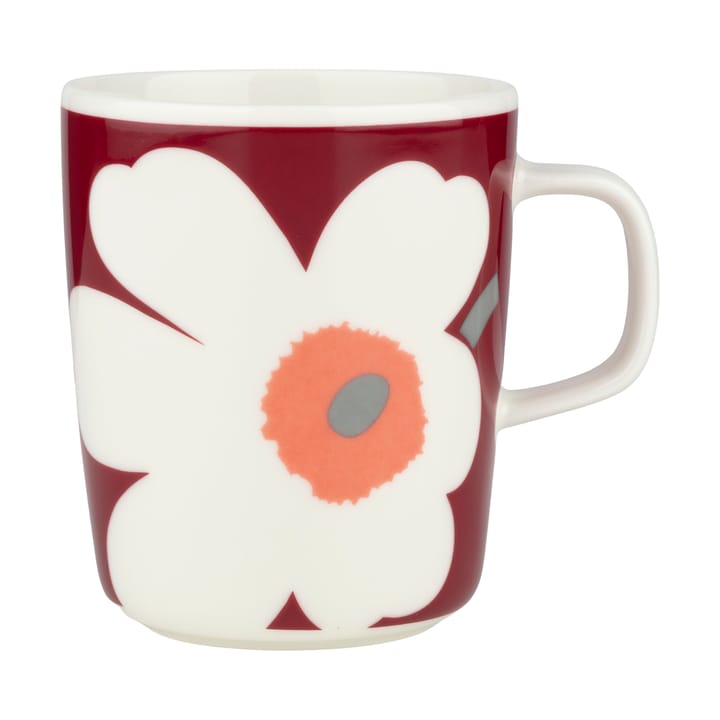 Unikko 60-Jahre Jubiläum Tasse 25 cl - White-dark cherry-ash grey - Marimekko