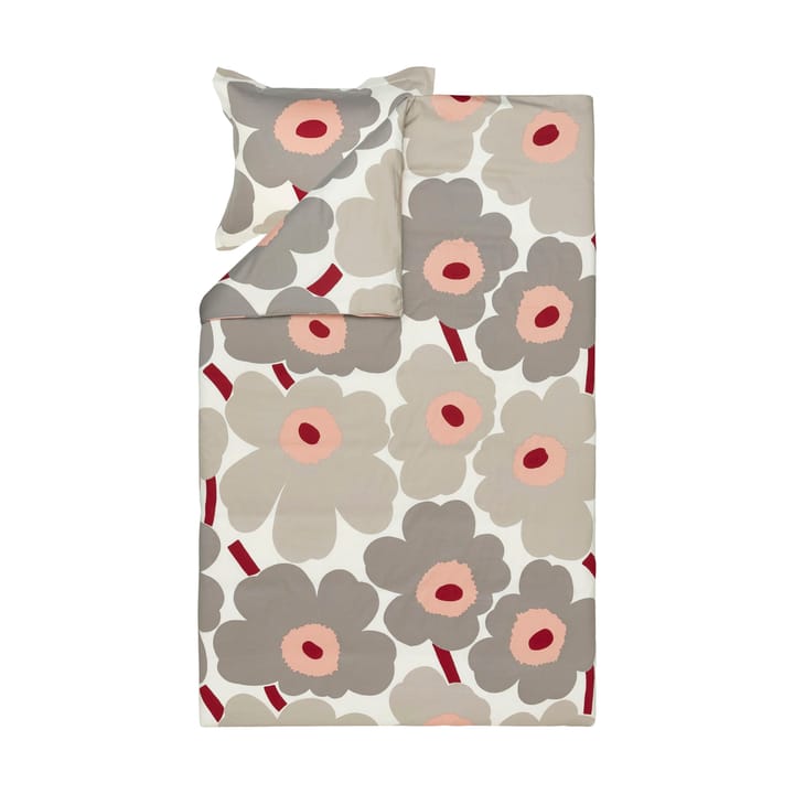 Unikko Bettbezug Satin 150x210 cm, Off white-warm grey-pink Marimekko