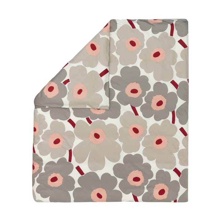 Unikko Bettbezug Satin 240x220 cm, Off white-warm grey-pink Marimekko