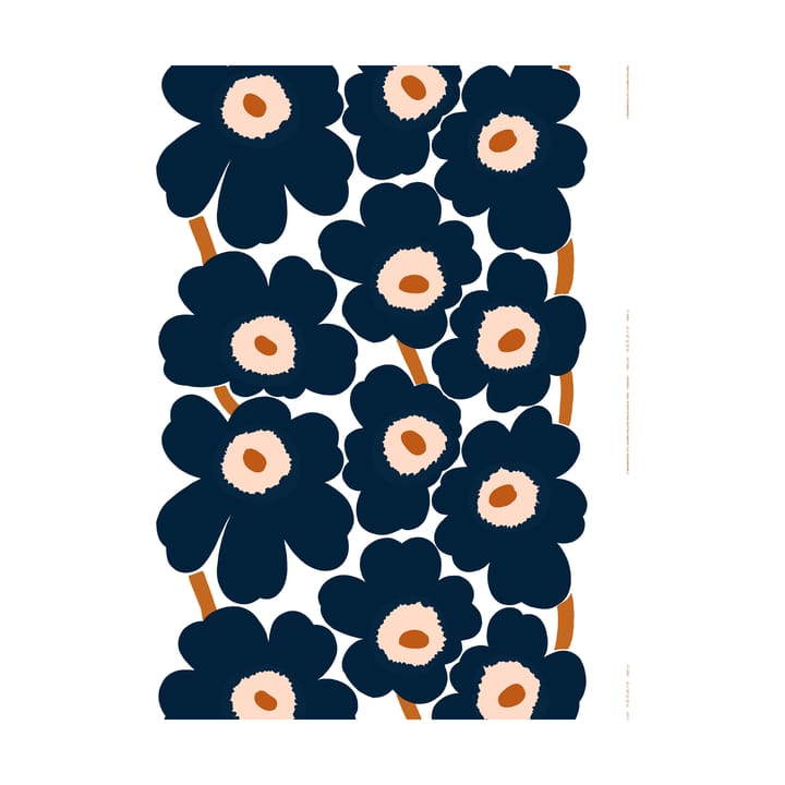 Unikko Stoff - White-dark navy-powder-tile - Marimekko