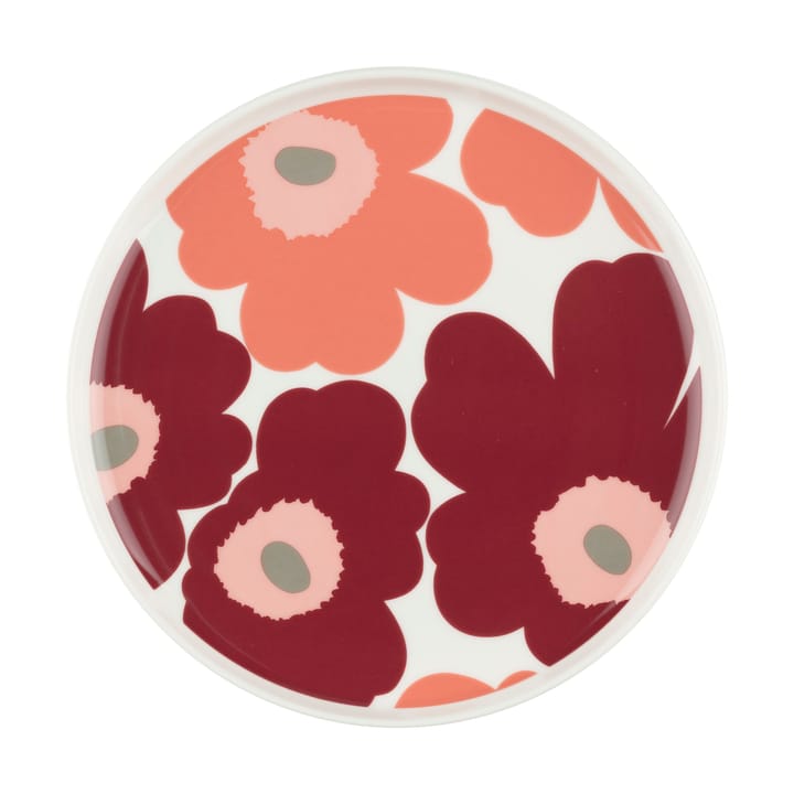 Unikko Teller Ø20cm - White-dark cherry-salmon red - Marimekko