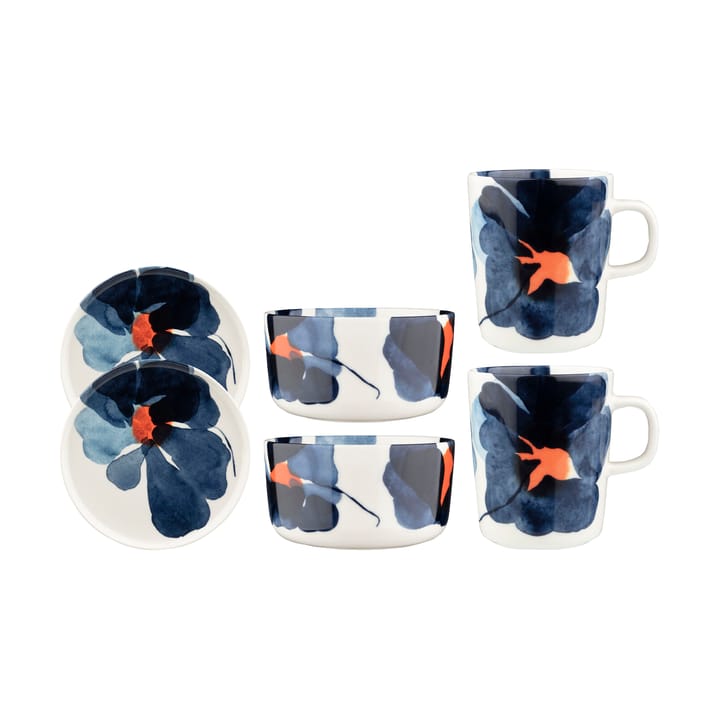 Valssi Frühstücksset 6 Teile - White-dark blue-orange - Marimekko