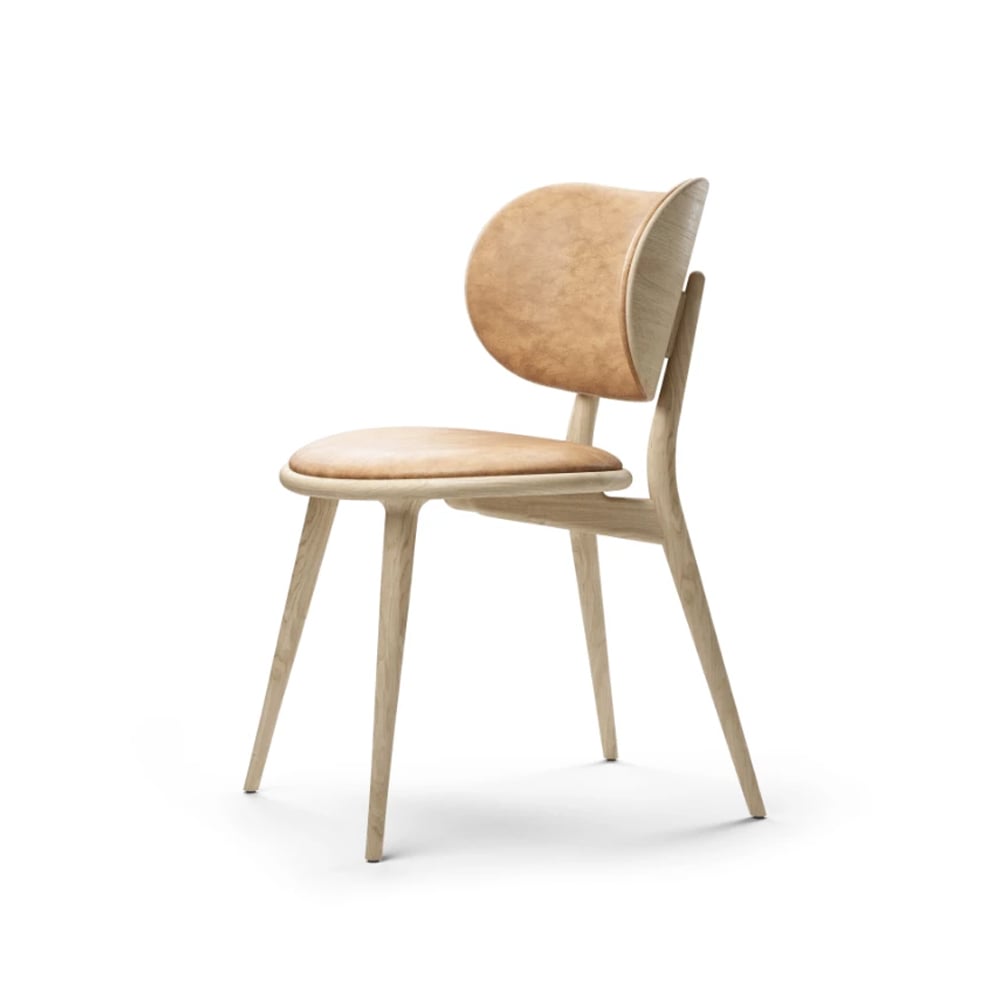 Mater The Dining Chair Stuhl Leder natur, Holzstativ aus Eiche matt lackiert