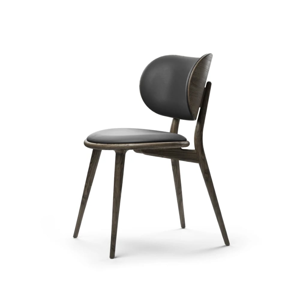 Mater The Dining Chair Stuhl Leder schwarz, Holzstativ aus Eiche Sirka Grey