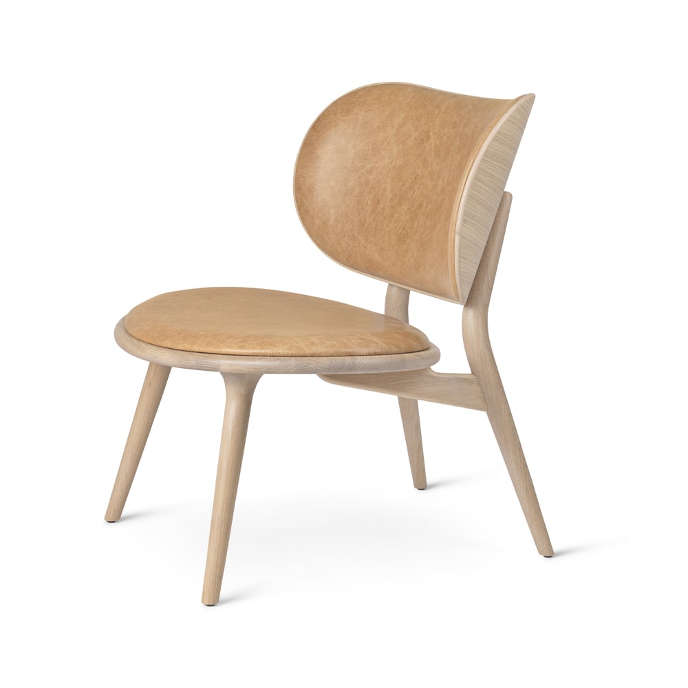 Mater The Lounge Chair Loungesessel Leder natur, Holzstativ aus Eiche matt lackiert