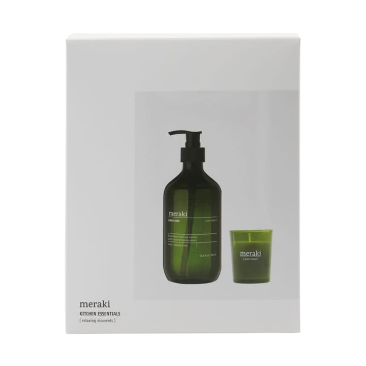 Meraki Geschenkset Handseife und Duftkerze, Anti-Geruch-Green Herbal Meraki