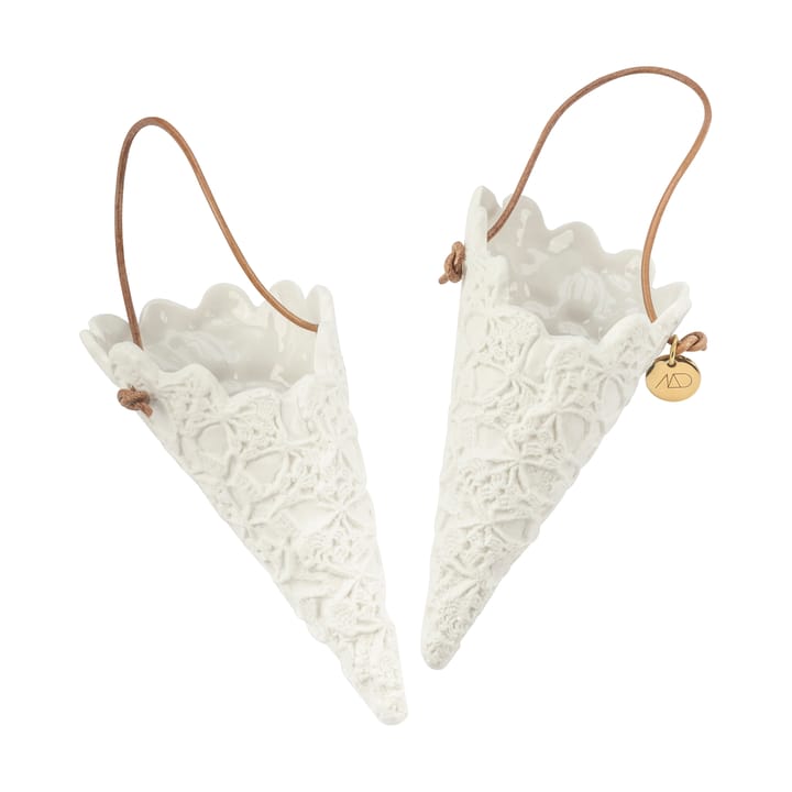 Lace Weihnachtskegel 2er-Pack - Off-white - Mette Ditmer