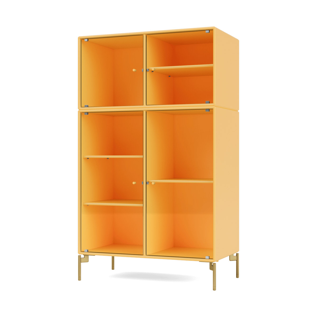 Montana Ripple III Vitrinenschrank 69,6x117,6x38 cm Acacia-Beine brass