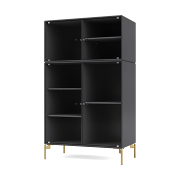 Ripple III Vitrinenschrank 69,6x117,6x38 cm - Anthracite-Beine brass - Montana