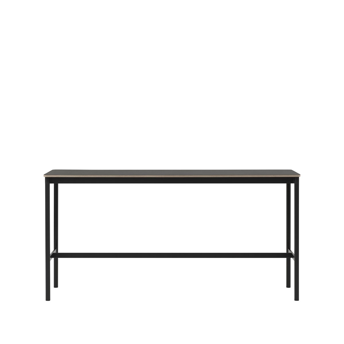 Muuto Base High Bartisch Black linoleum, Schwarzes Gestell, plywoodkant, b50 l190 h95