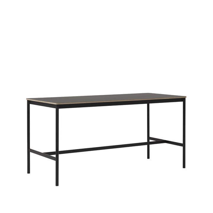 Base High Bartisch, Black linoleum, Schwarzes Gestell, plywoodkant, b85 l190 h95 Muuto