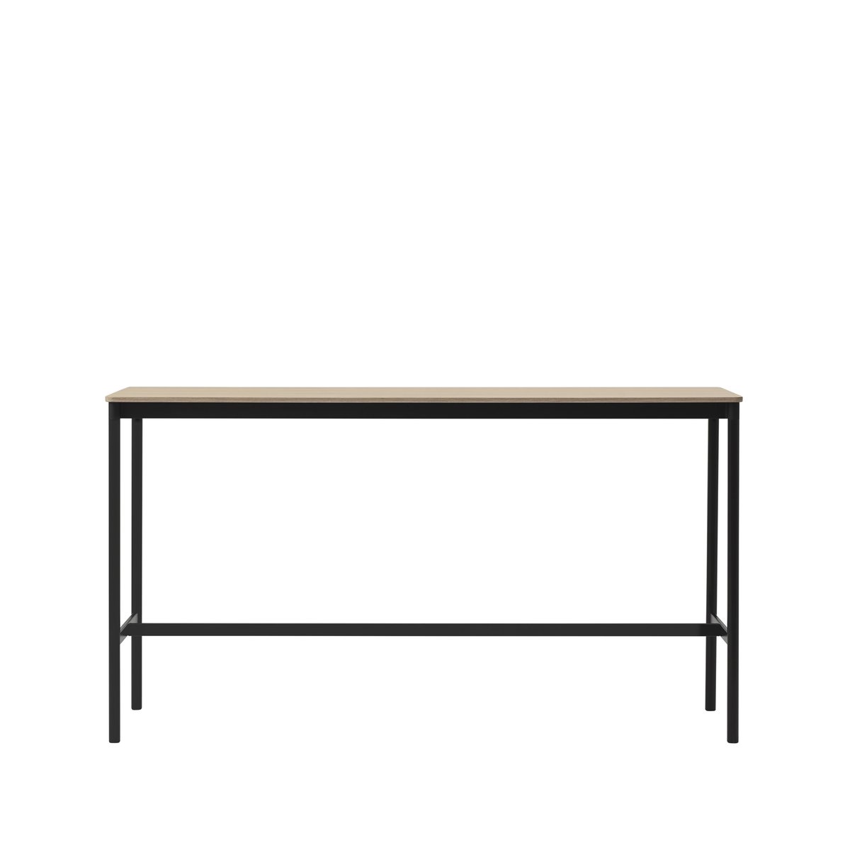 Muuto Base High Bartisch Oak, Schwarzes Gestell, plywoodkant, b50 l190 h105