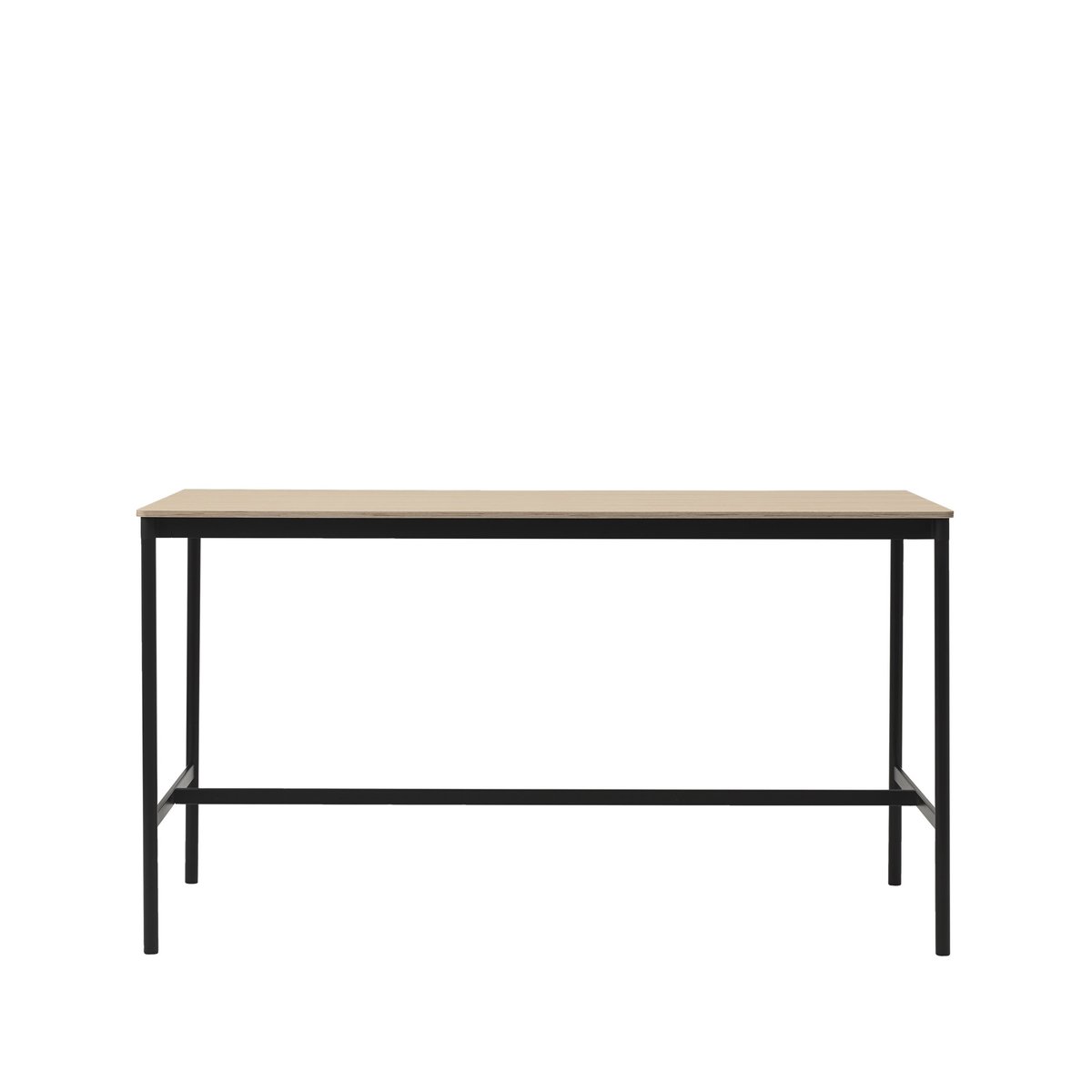 Muuto Base High Bartisch Oak, Schwarzes Gestell, plywoodkant, b85 l190 h105