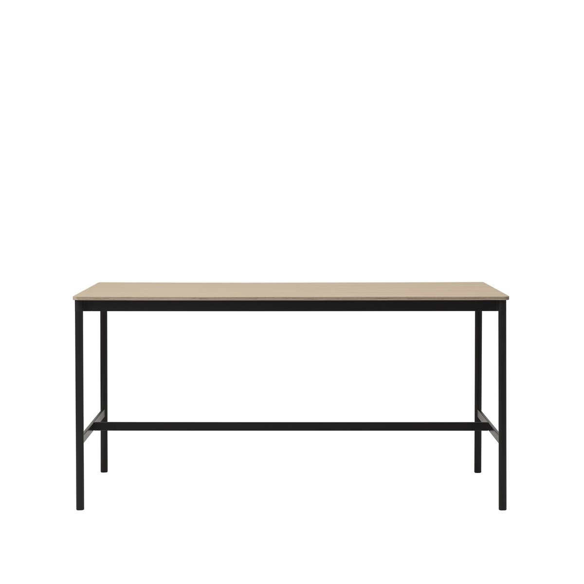 Muuto Base High Bartisch Oak, Schwarzes Gestell, plywoodkant, b85 l190 h95