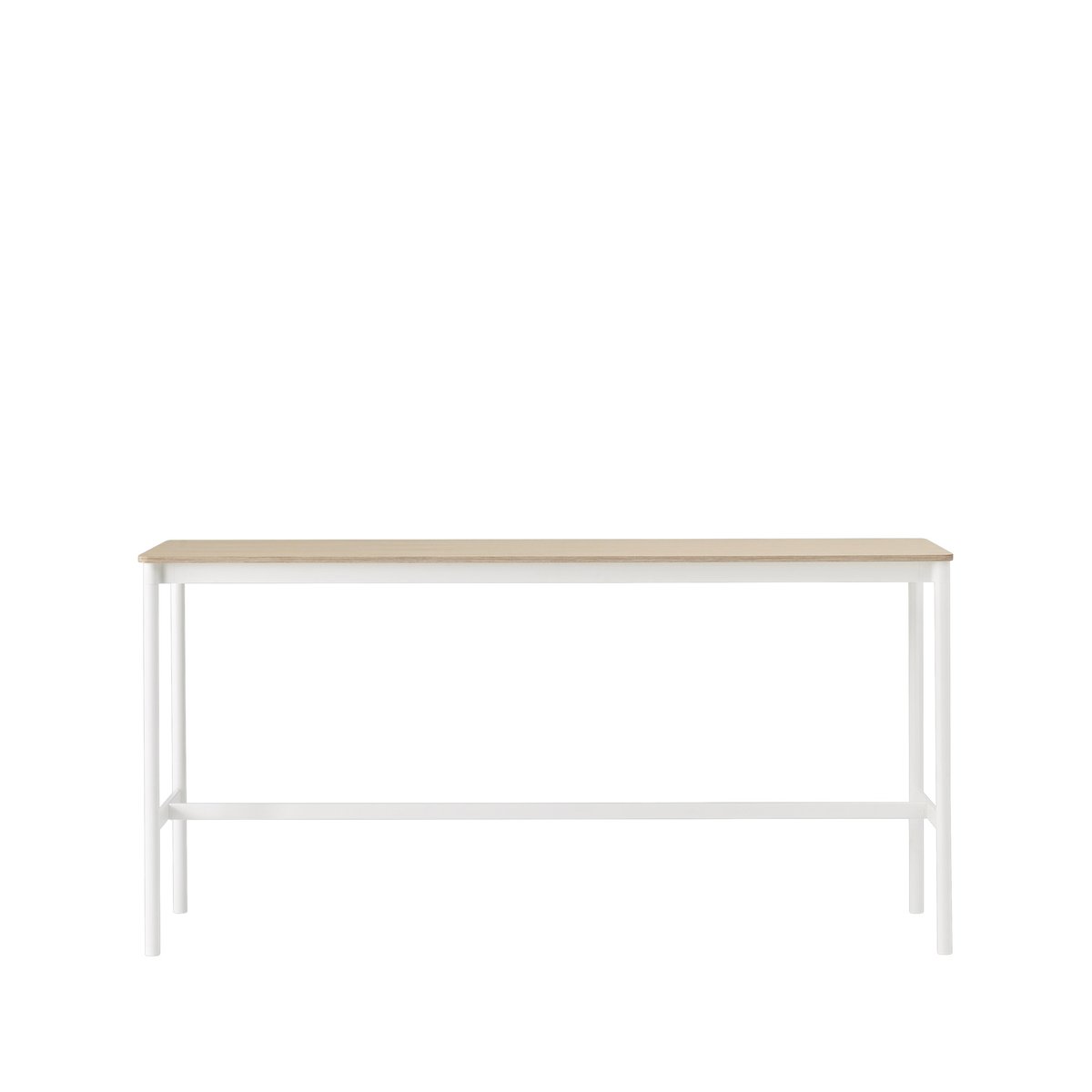 Muuto Base High Bartisch Oak, Weißes Gestell, plywoodkant, b50 l190 h95