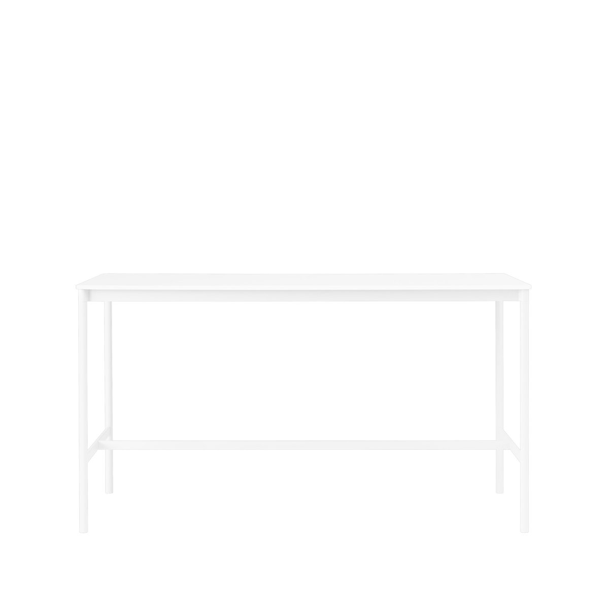 Muuto Base High Bartisch White laminate, Weißes Gestell, abskant, b85 l190 h105