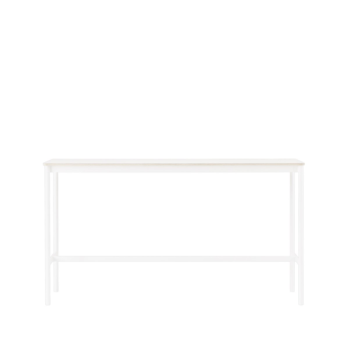 Muuto Base High Bartisch White laminate, Weißes Gestell, plywoodkant, b50 l190 h105