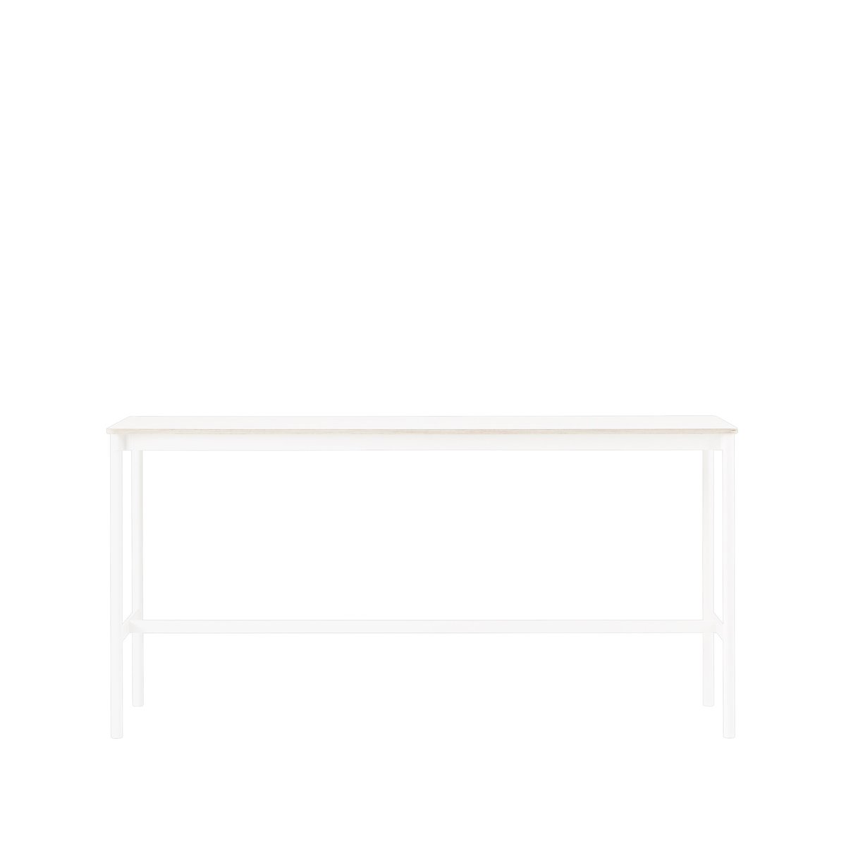 Muuto Base High Bartisch White laminate, Weißes Gestell, plywoodkant, b50 l190 h95