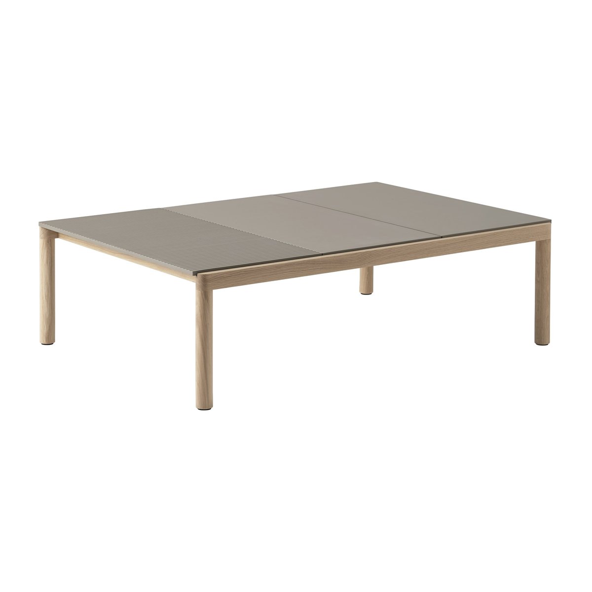 Muuto Couple 2 Plain-1 Wavy Beistelltisch 120 x 84 x 35cm Taupe-oak