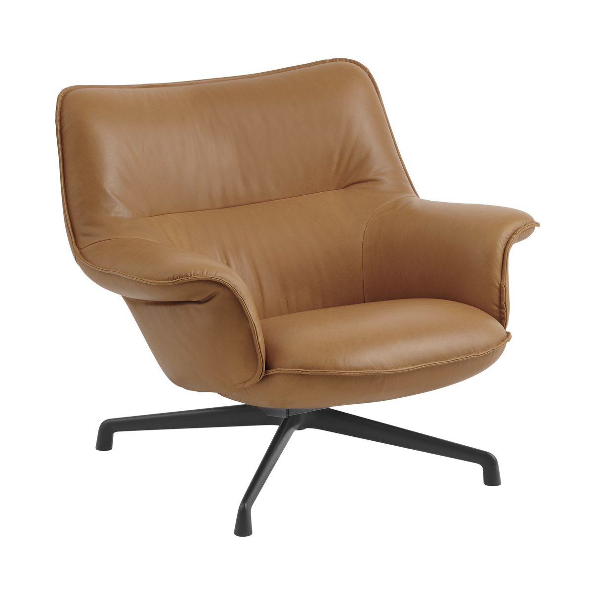 Muuto Doze Sessel niedriger Drehfuß Refine leather cognac-black