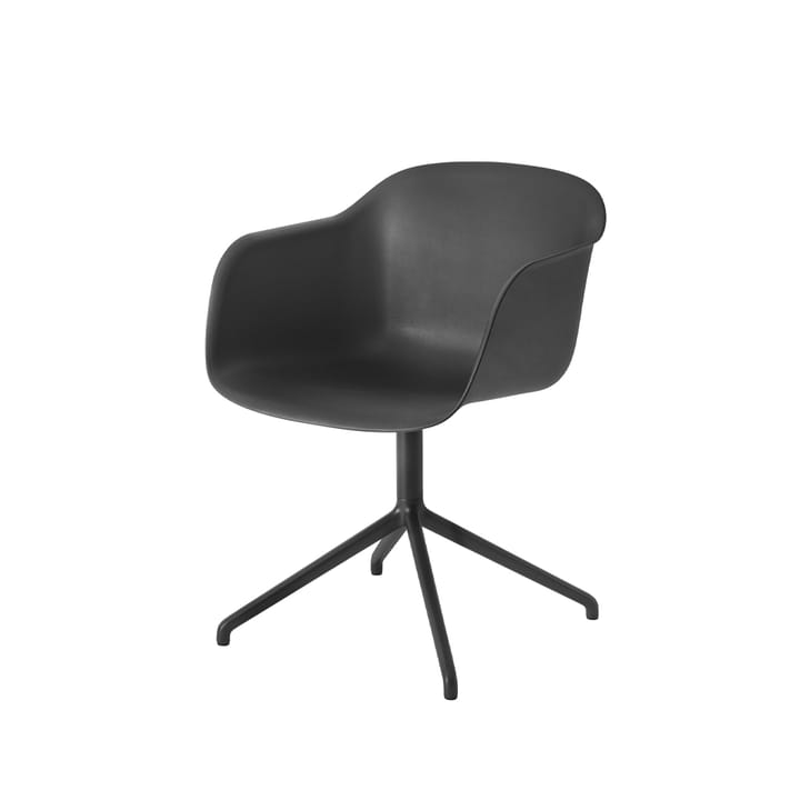 Fiber armchair Bürostuhl mit drehbarem Gestell - Black-anthracite black base - Muuto