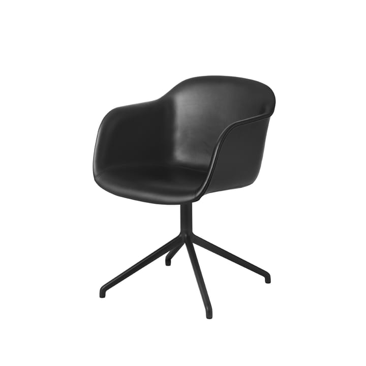 Fiber armchair Bürostuhl mit drehbarem Gestell - Black leather-anthracite black - Muuto