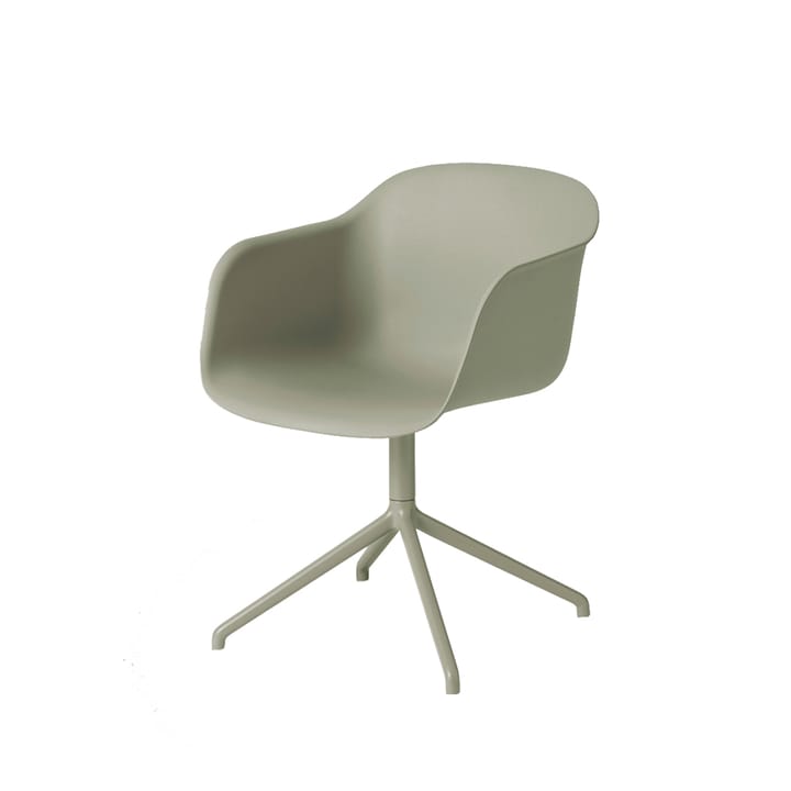 Fiber armchair Bürostuhl mit drehbarem Gestell - Dusty green, Grünes Gestell - Muuto