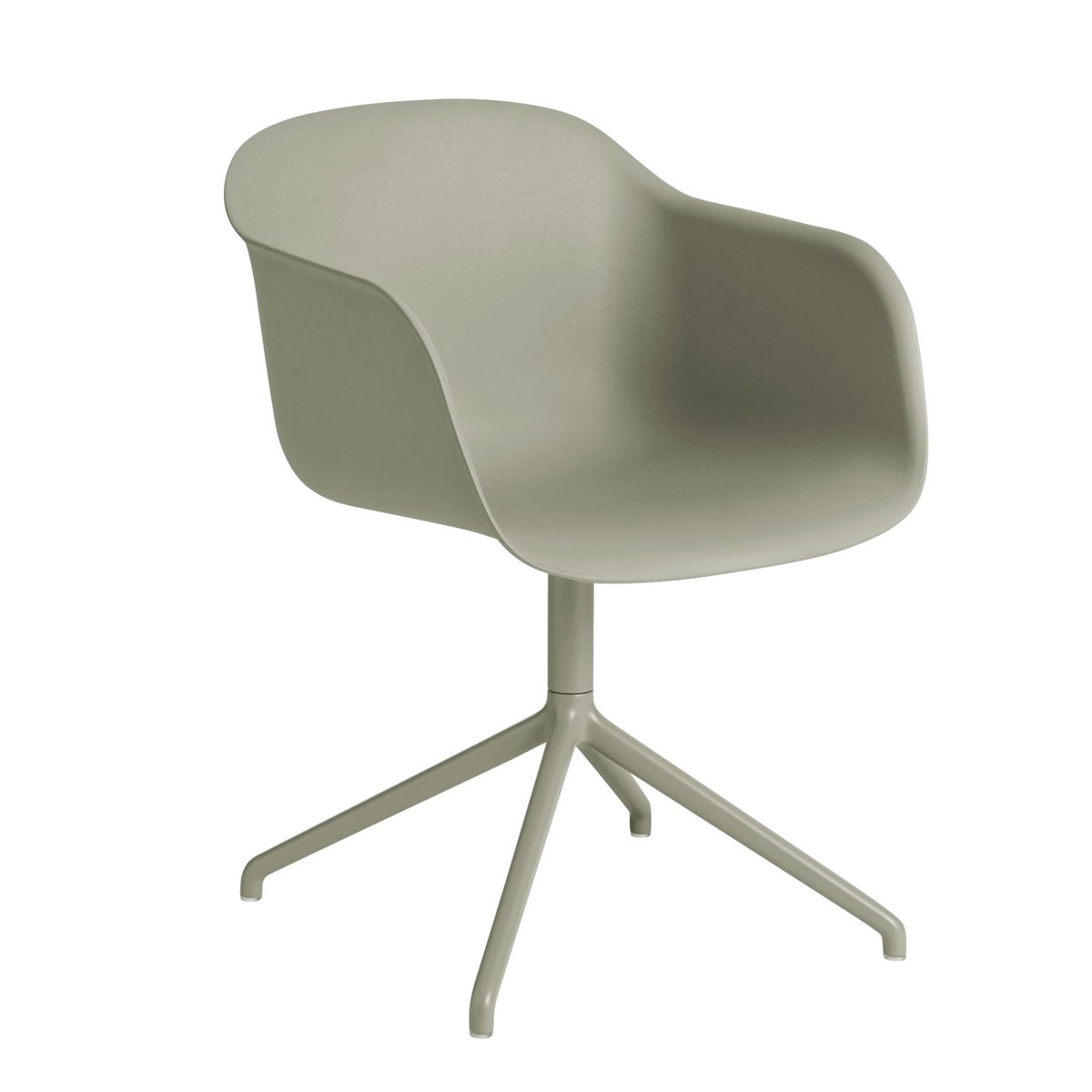 Muuto Fiber armchair Bürostuhl mit drehbarem Gestell Dusty green