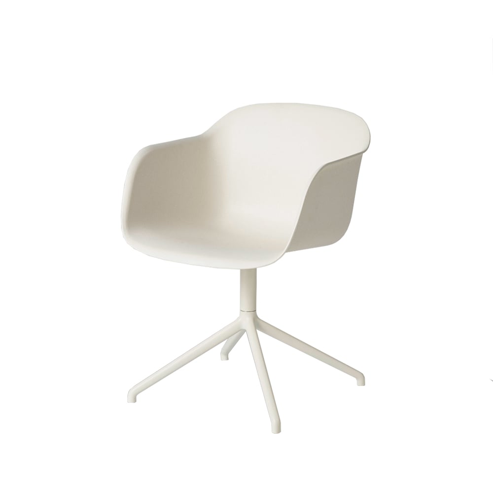 Muuto Fiber armchair Bürostuhl mit drehbarem Gestell White, Weißes Gestell