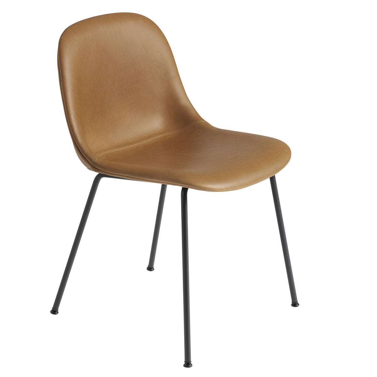 Muuto Fiber Beistellstuhl Refine leather cognac-Black