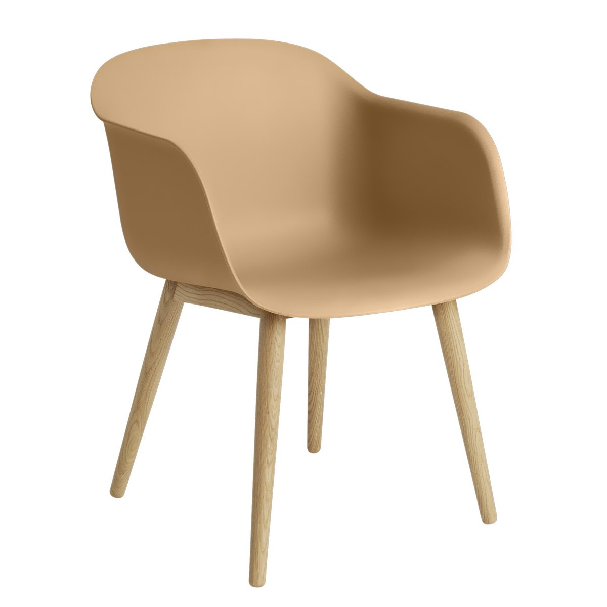 Muuto Fiber Chair Stuhl mit Armlehnen und Holzbeinen Ochre-oak