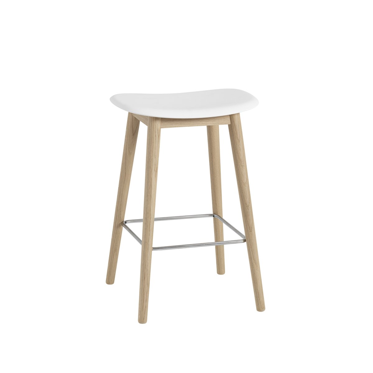 Muuto Fiber counter Stuhl 65 cm White, Eichenholzbeine