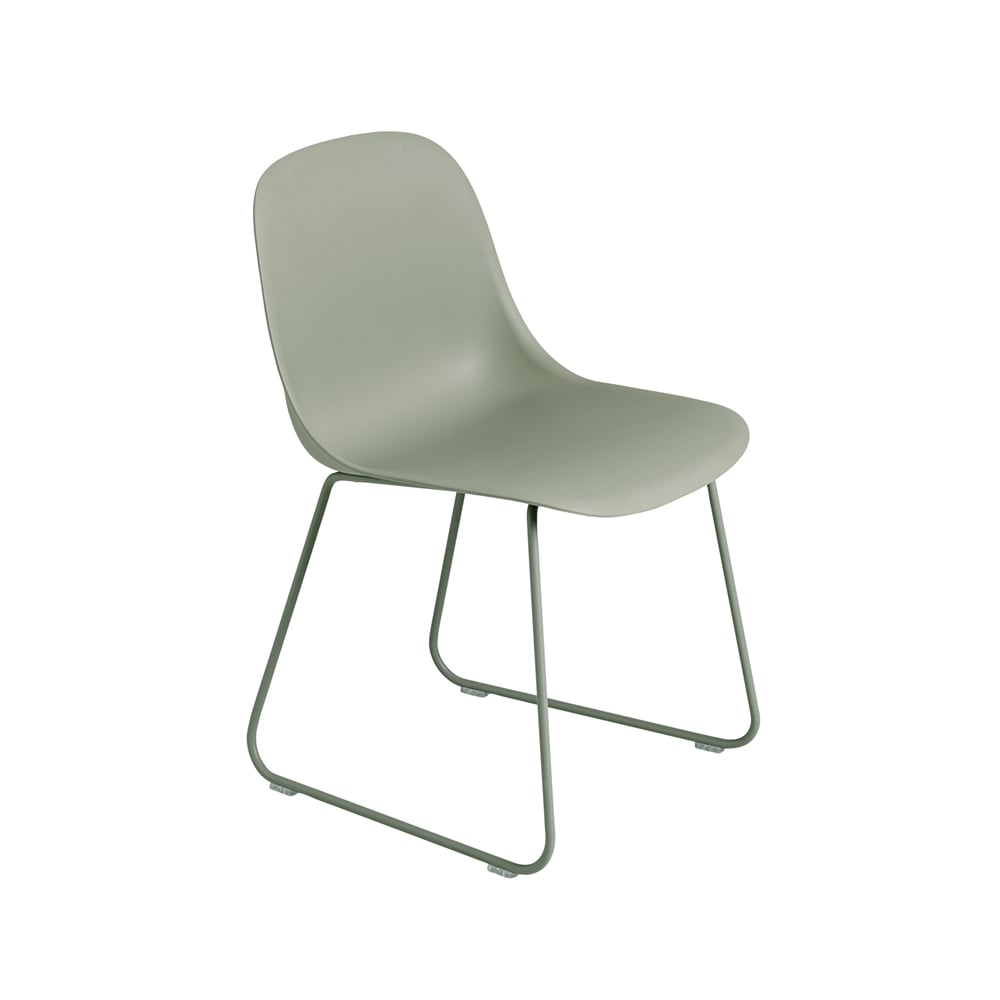 Muuto Fiber Stuhl Stahl Kunststoffsitz Dusty green-Green