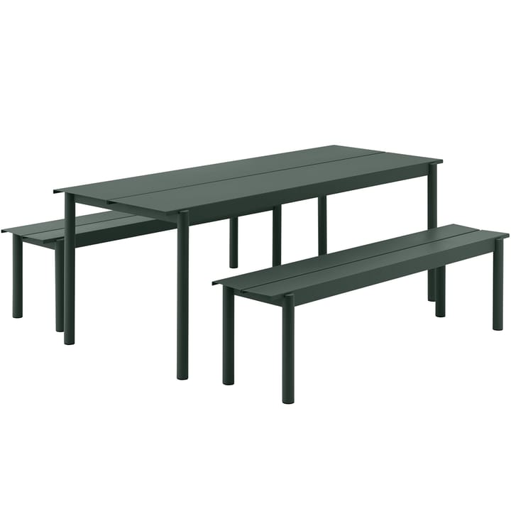 Linear steel bench Stahlbank 170cm, Dark green Muuto