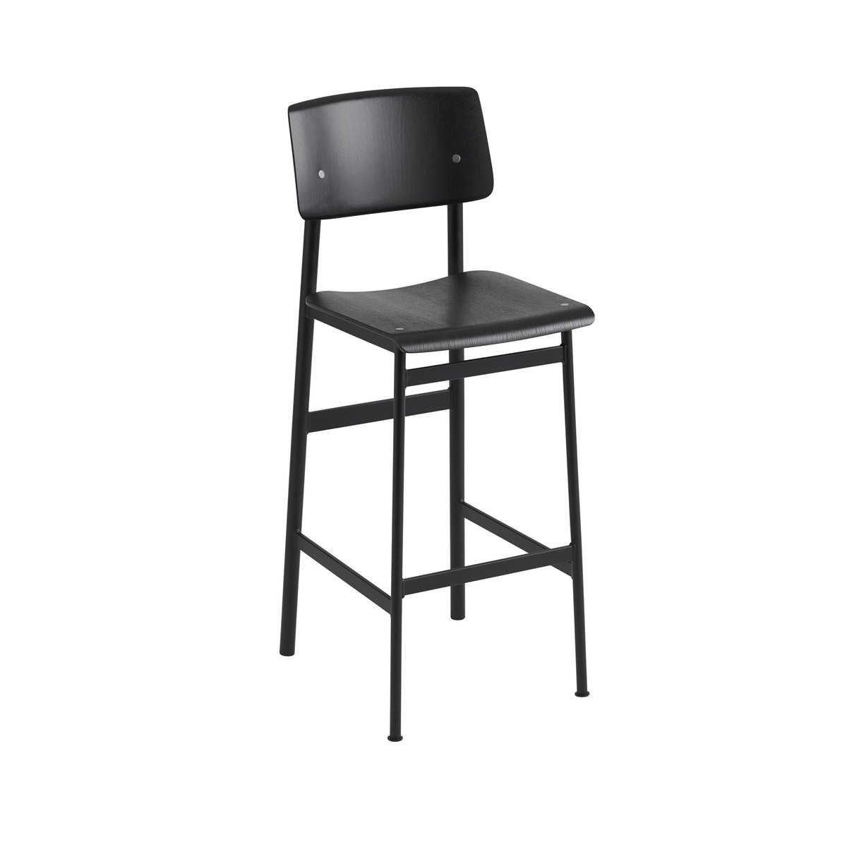 Muuto Loft Barstuhl Black, Hoch, Schwarzes Stahlgestell