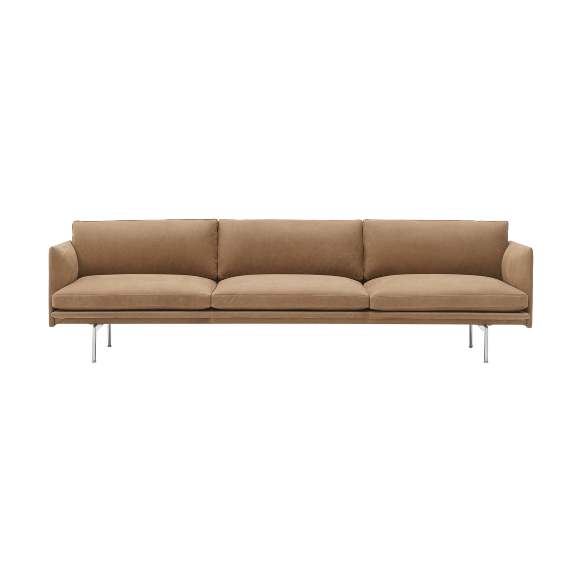 Muuto Outline 3,5-Sitzer Sofa, polished alu Grace leather Camel