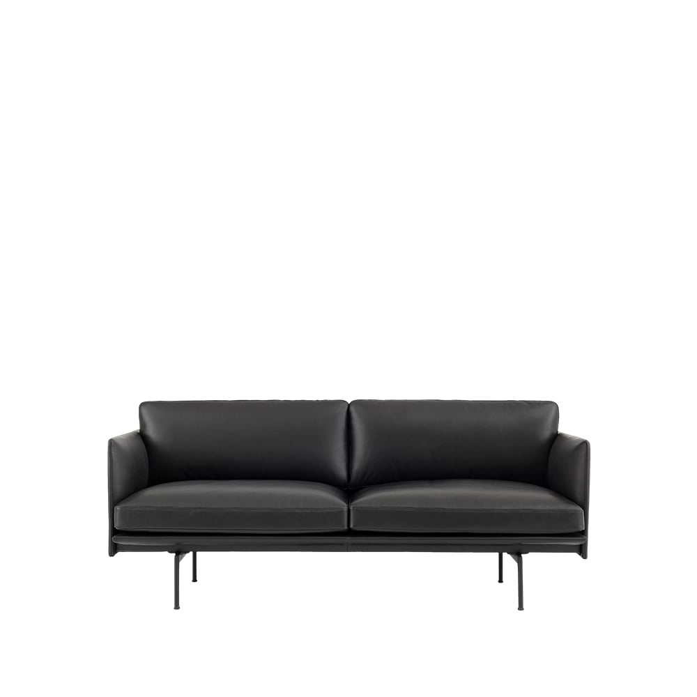 Muuto Outline Sofa 2-Sitzer Refine leather black-Black