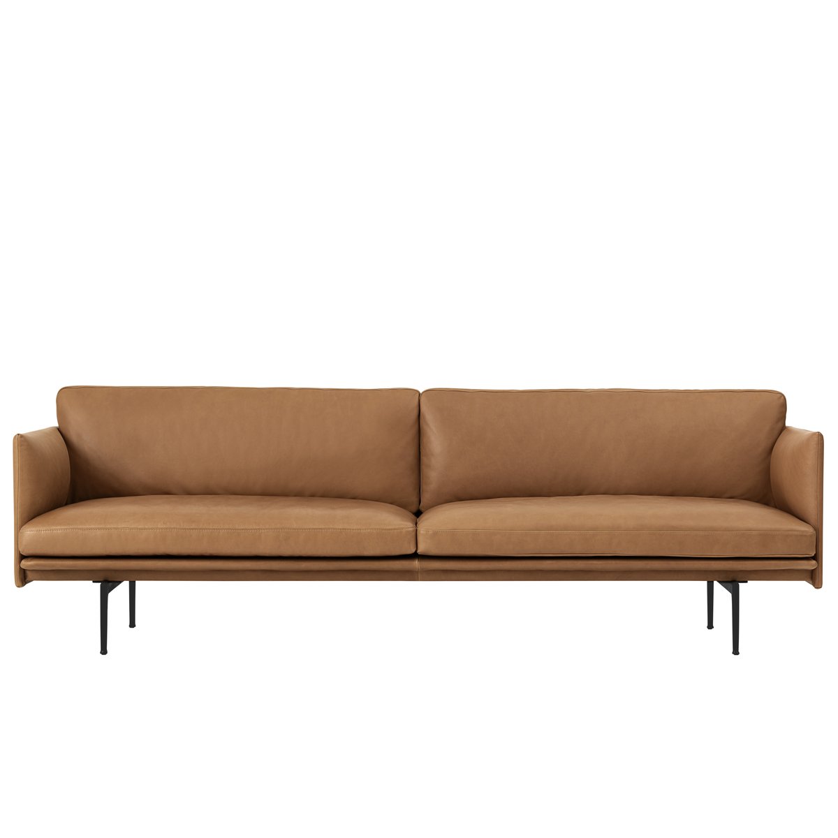 Muuto Outline Sofa 3-Sitzer Leder Cognac-Schwarze Beine