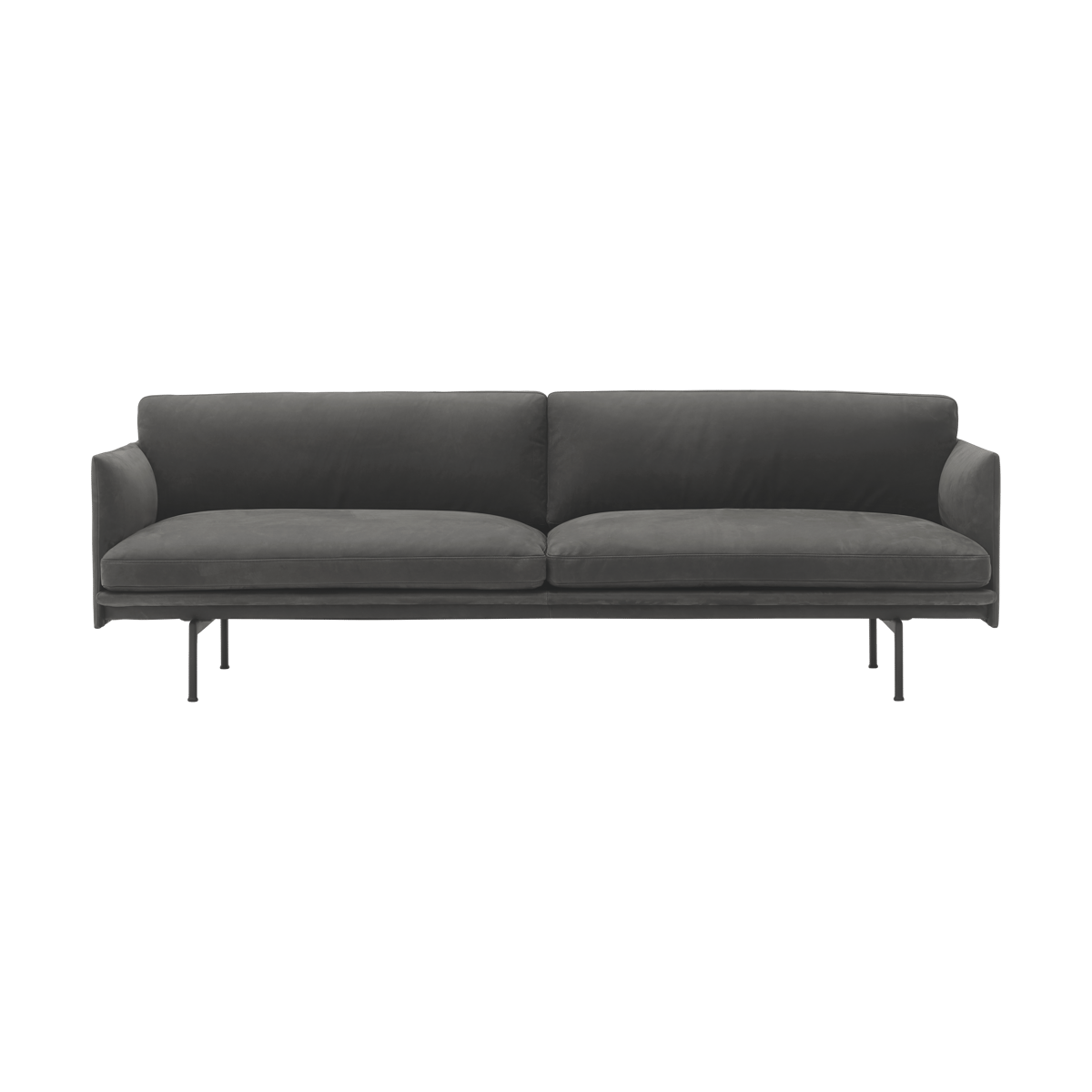 Muuto Outline Sofa 3-Sitzer Leder Grace leather Camel-schwarze Beine