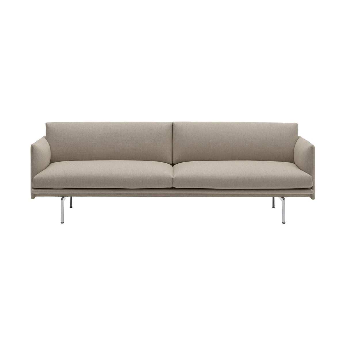 Muuto Outline Sofa 3-Sitzer Stoff Ecriture 240-Polished Aluminum