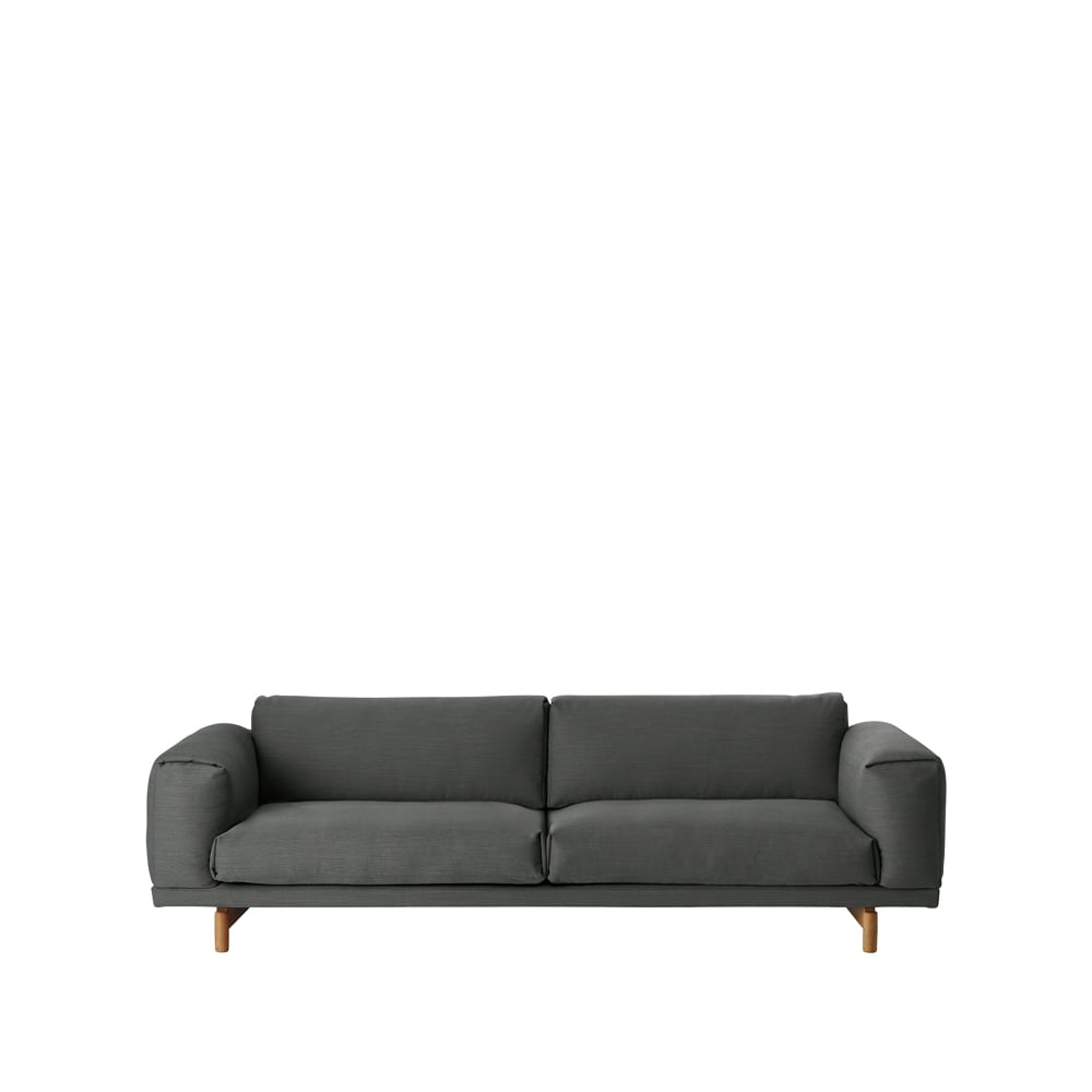 Muuto Rest Sofa 3-sitzer stoff remix 163 grey, eichenholzbeine