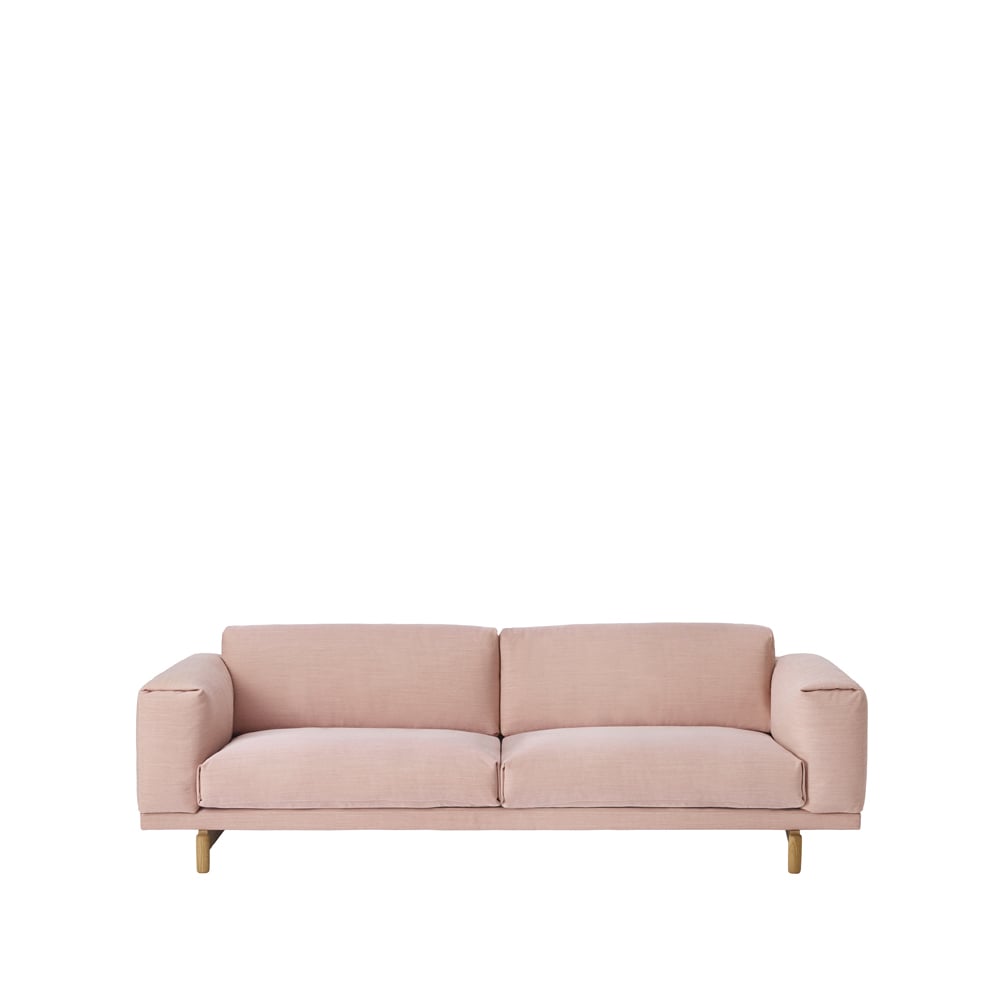 Muuto Rest Sofa 3-Sitzer Stoff steelcut trio 515 Rose, Eichenholzbeine