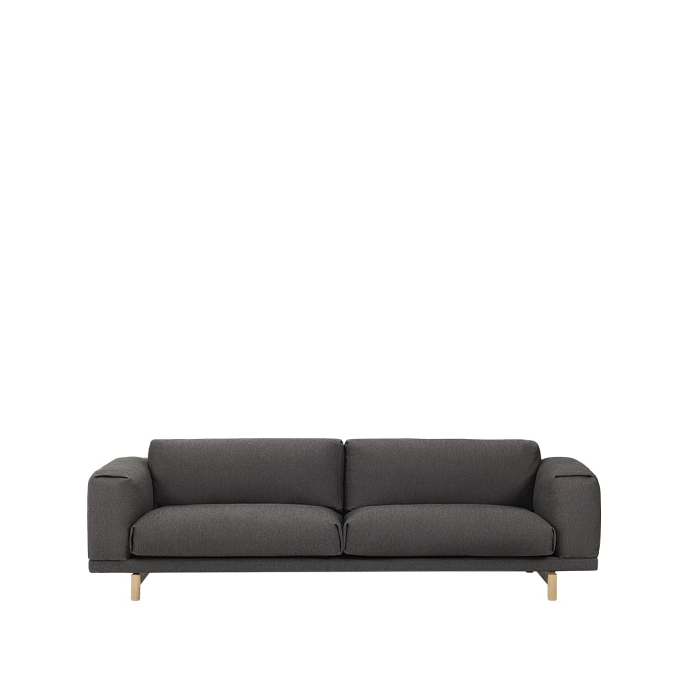 Muuto Rest Sofa 3-Sitzer Stoff vancouver 13 grey, Eichenholzbeine