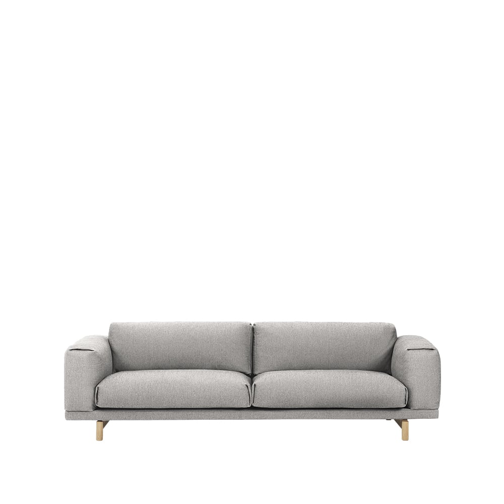 Muuto Rest Sofa 3-Sitzer Stoff vancouver 14 light grey, Eichenholzbeine