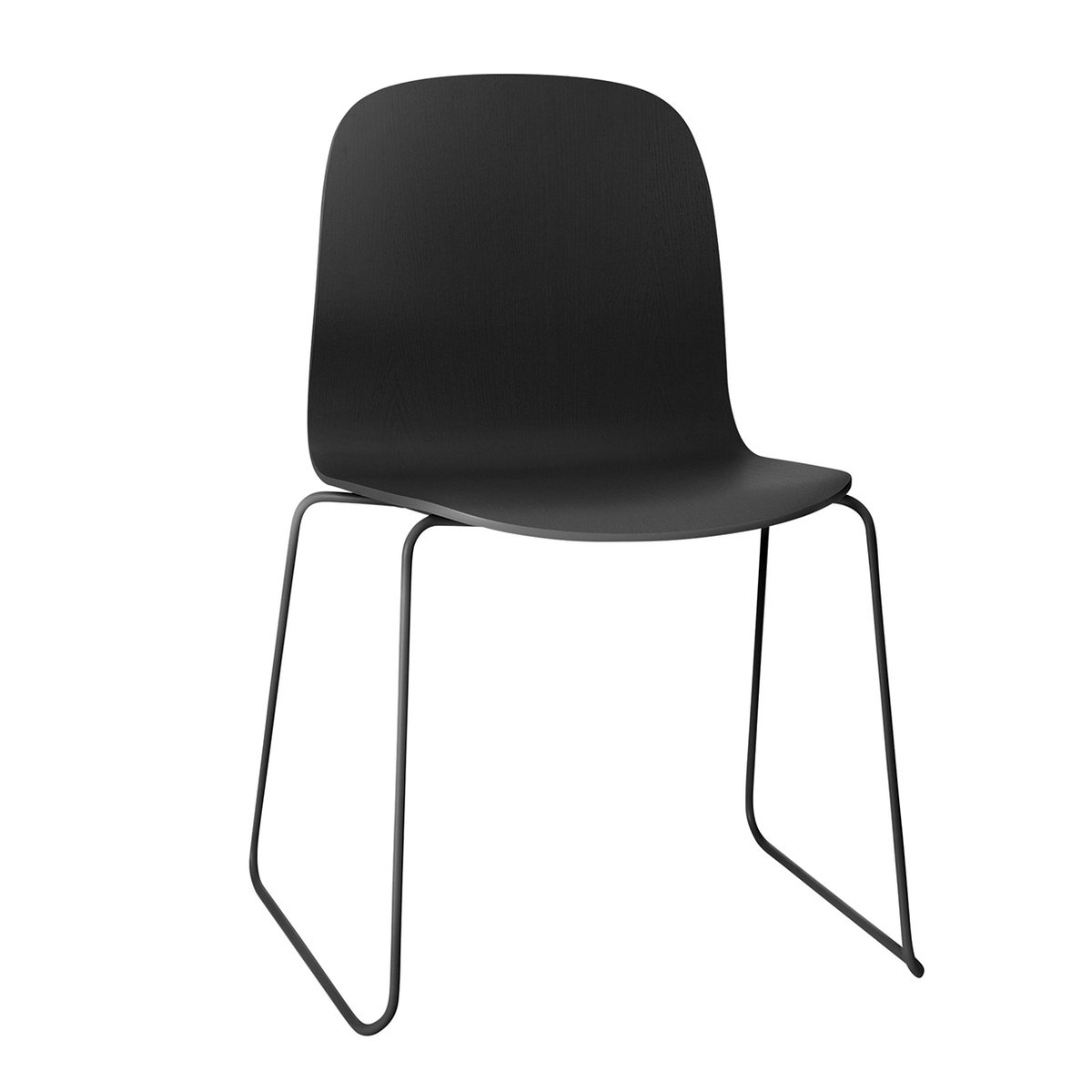 Muuto Visu Stuhl mit Kufengestell Black-Black