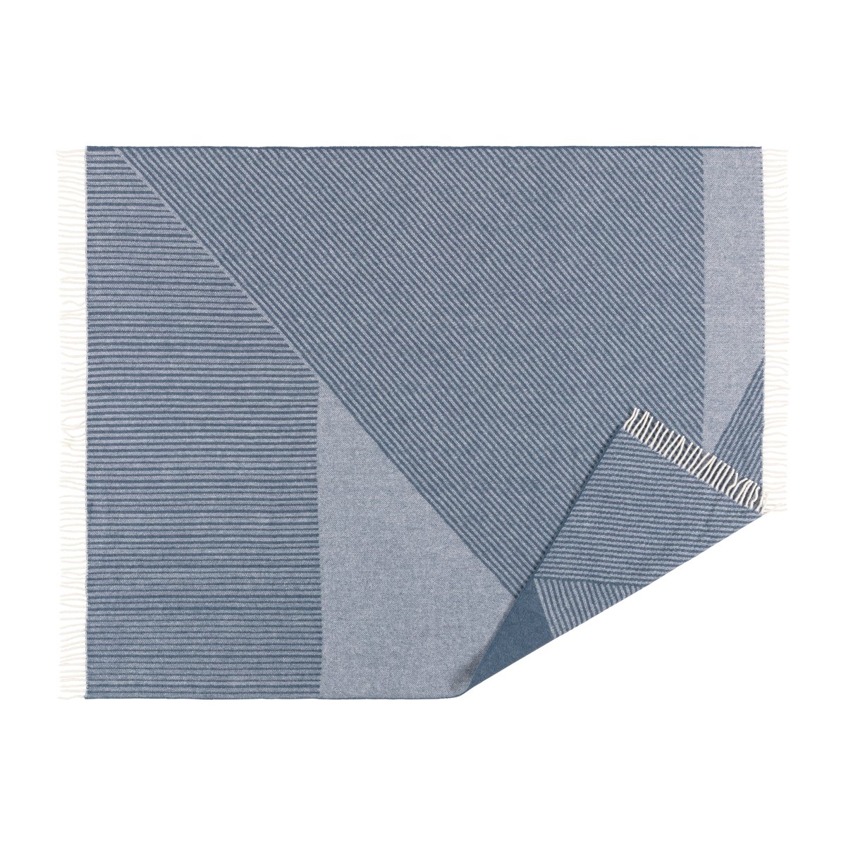 NJRD Stripes Wolldecke 130 x 185cm Blau